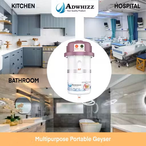 Instant Water Geyser | 1 Year Warranty | Portable Instant Water Heater | ABS Plastic Body | Auto Cut-Off | Copper Heating Element